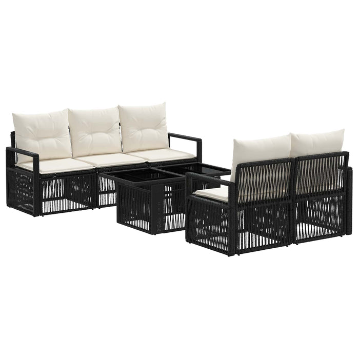 Set de canapele pentru grădină 6 buc. Negru și Alb crem WALTI