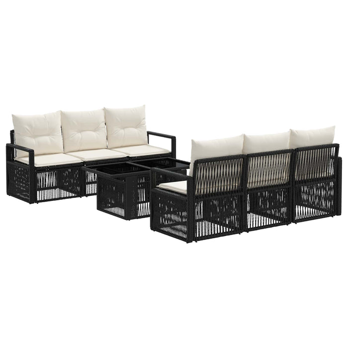 Set de canapele pentru grădină 7 buc. Negru și Alb crem WALTI