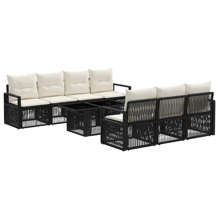 Set de canapele pentru grădină 8 buc. Negru și Alb crem WALTI