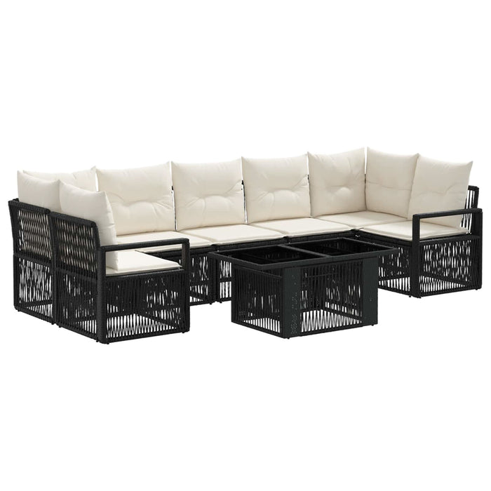 Set de canapele pentru grădină 8 buc. Negru și Alb crem WALTI