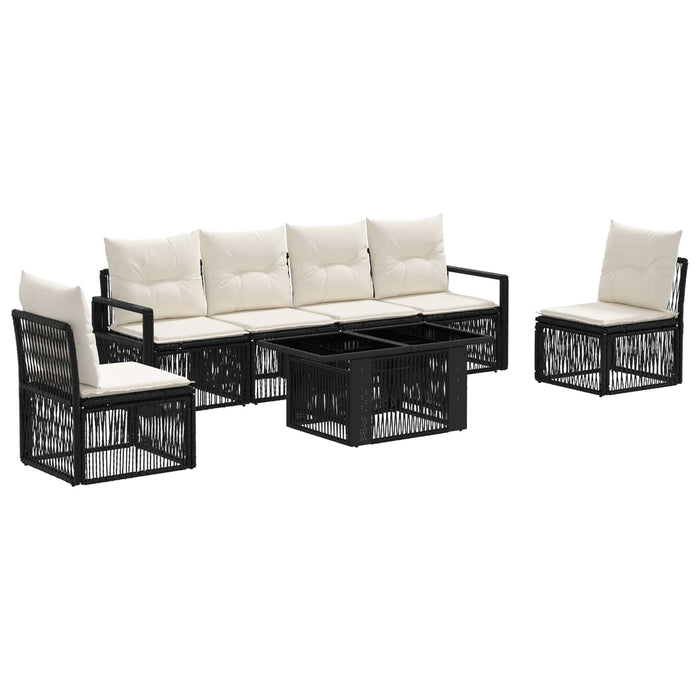 Set de canapele pentru grădină 7 buc. Negru și Alb crem WALTI