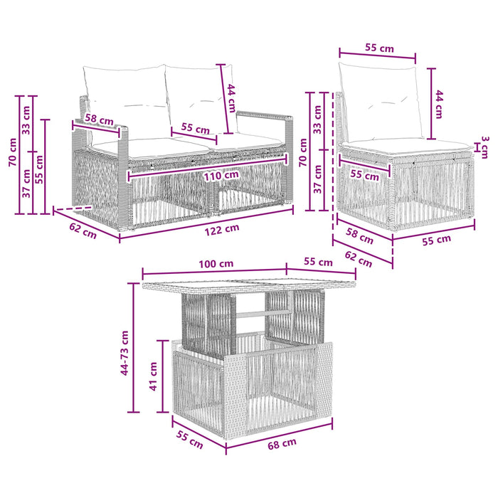 Set de canapele pentru grădină 7 buc. Gri și gri închis WALTI