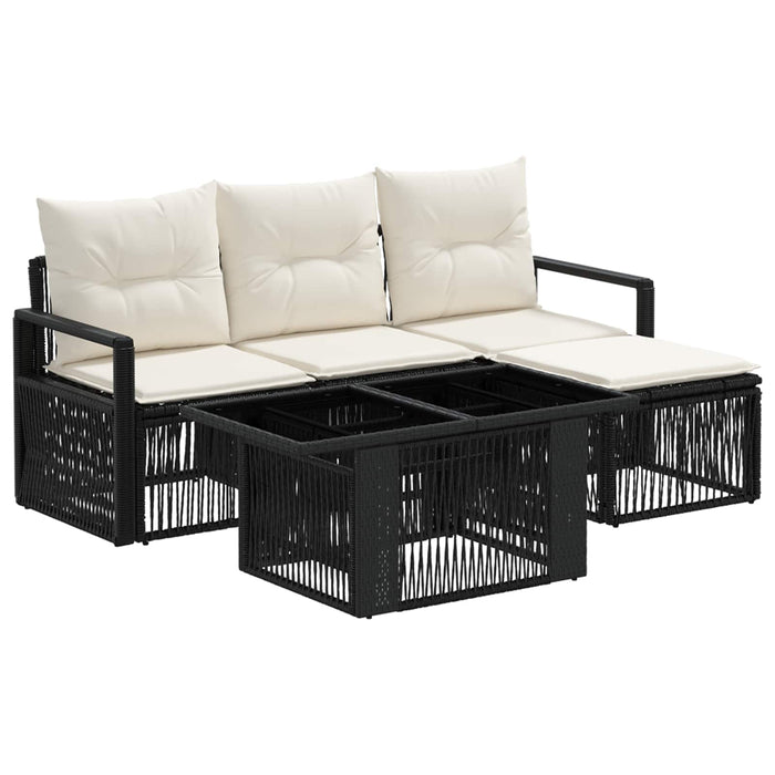 Set de canapele pentru grădină 5 buc. Negru și Alb crem WALTI