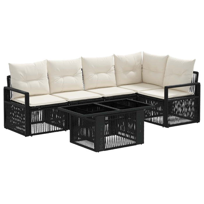 Set de canapele pentru grădină 6 buc. Negru și Alb crem WALTI