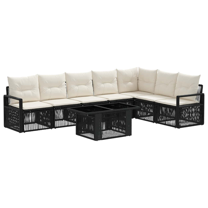 Set de canapele pentru grădină 8 buc. Negru și Alb crem WALTI
