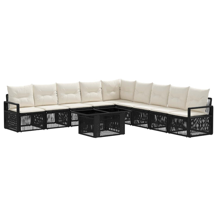 Set de canapele pentru grădină 10 buc. Negru și Alb crem WALTI