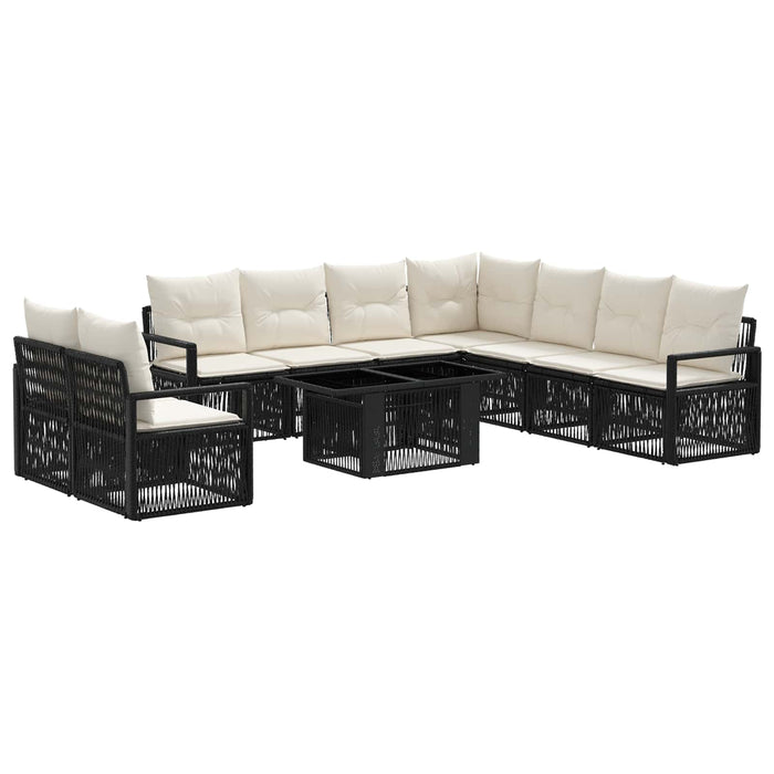 Set de canapele pentru grădină 10 buc. Negru și Alb crem WALTI