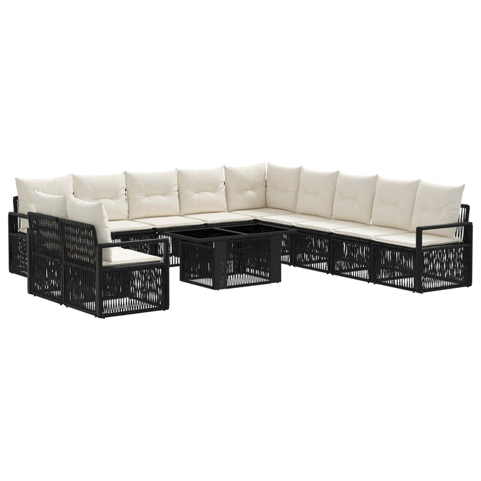 Set de canapele pentru grădină 12 buc. Negru și Alb crem WALTI