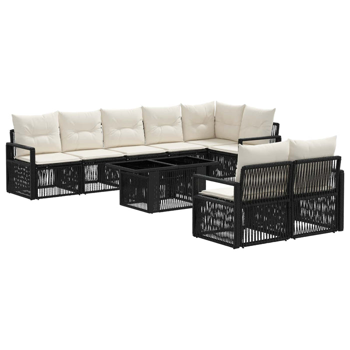 Set de canapele pentru grădină 9 buc. Negru și Alb crem WALTI