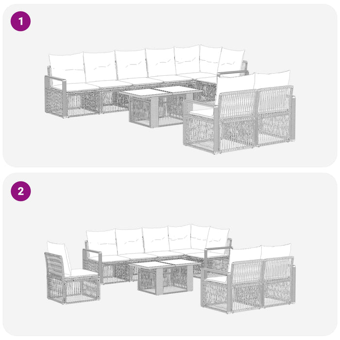 Set de canapele pentru grădină 9 buc. Gri și gri închis WALTI