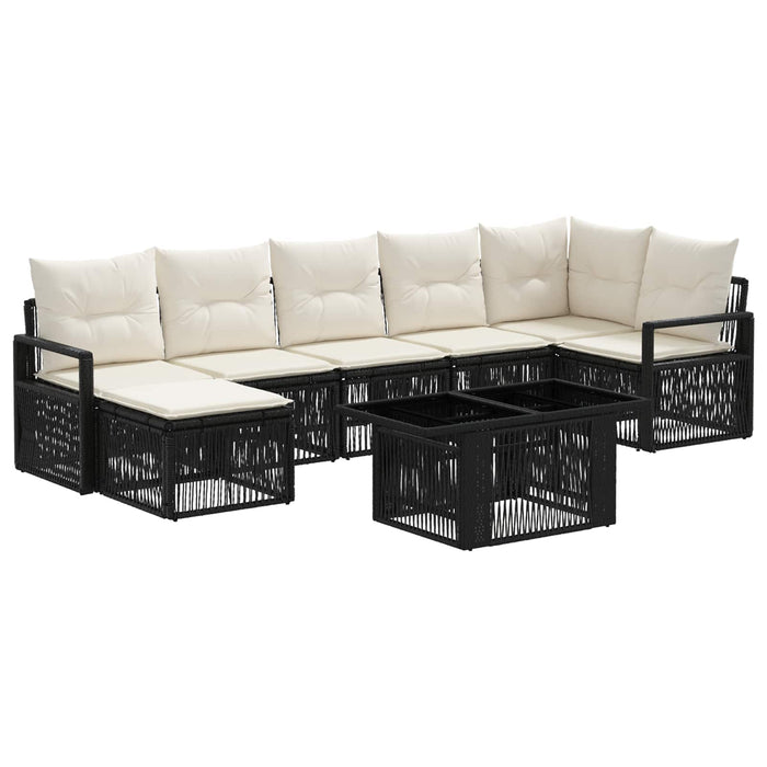 Set de canapele pentru grădină 8 buc. Negru și Alb crem WALTI