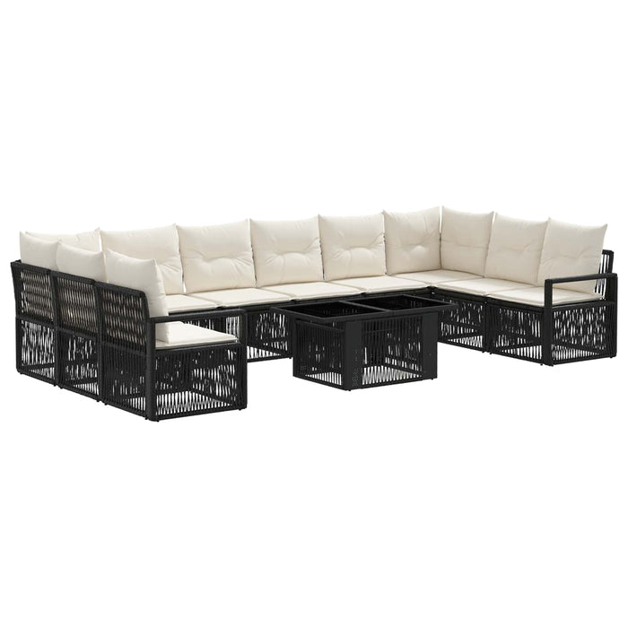 Set de canapele pentru grădină 11 buc. Negru și Alb crem WALTI