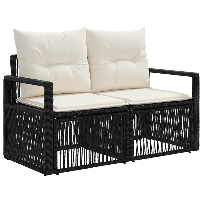 Set de canapele pentru grădină 11 buc. Negru și Alb crem WALTI