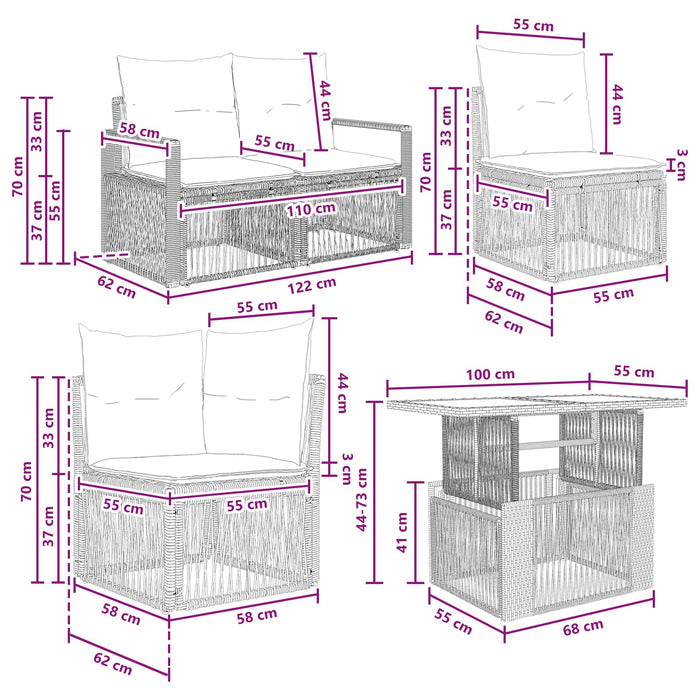 Set de canapele pentru grădină 11 buc. Bej și alb crem WALTI