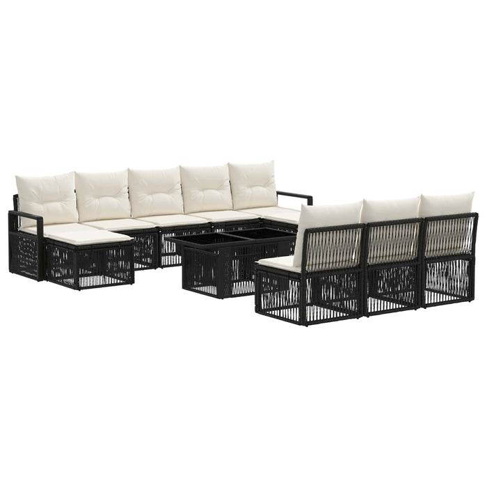 Set de canapele pentru grădină 11 buc. Negru și Alb crem WALTI