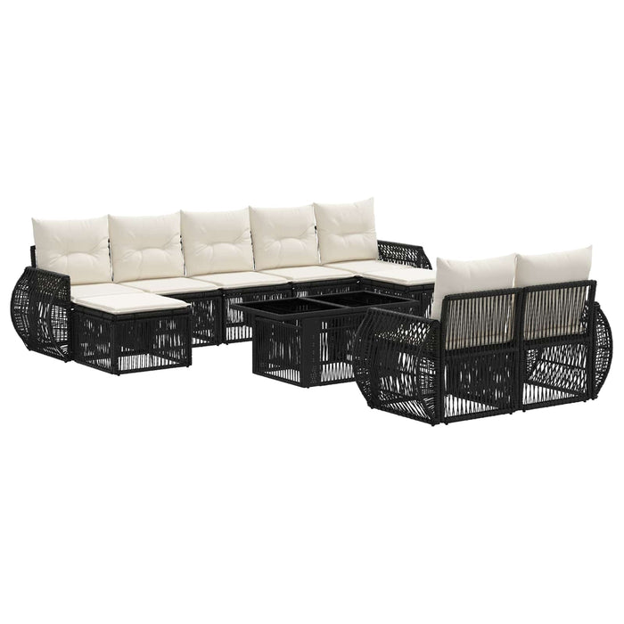 Set de canapele pentru grădină 10 buc. Negru și Alb crem WALTI
