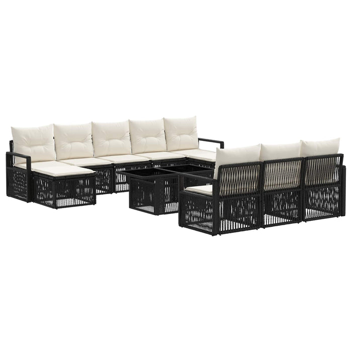 Set de canapele pentru grădină 11 buc. Negru și Alb crem WALTI