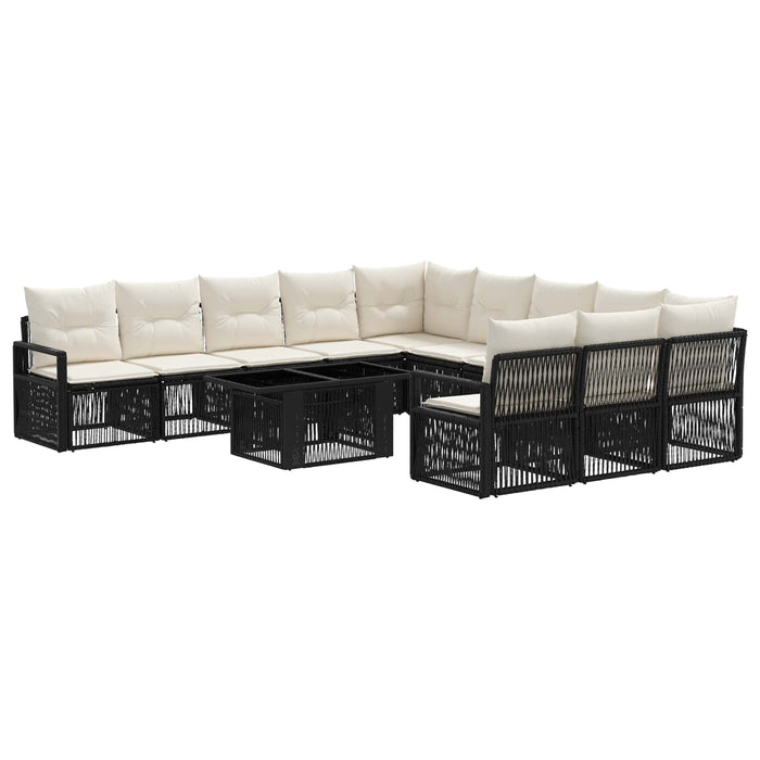 Set de canapele pentru grădină 12 buc. Negru și Alb crem WALTI