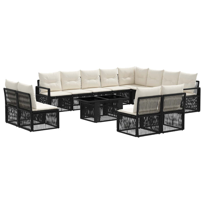 Set de canapele pentru grădină 13 buc. Negru și Alb crem WALTI