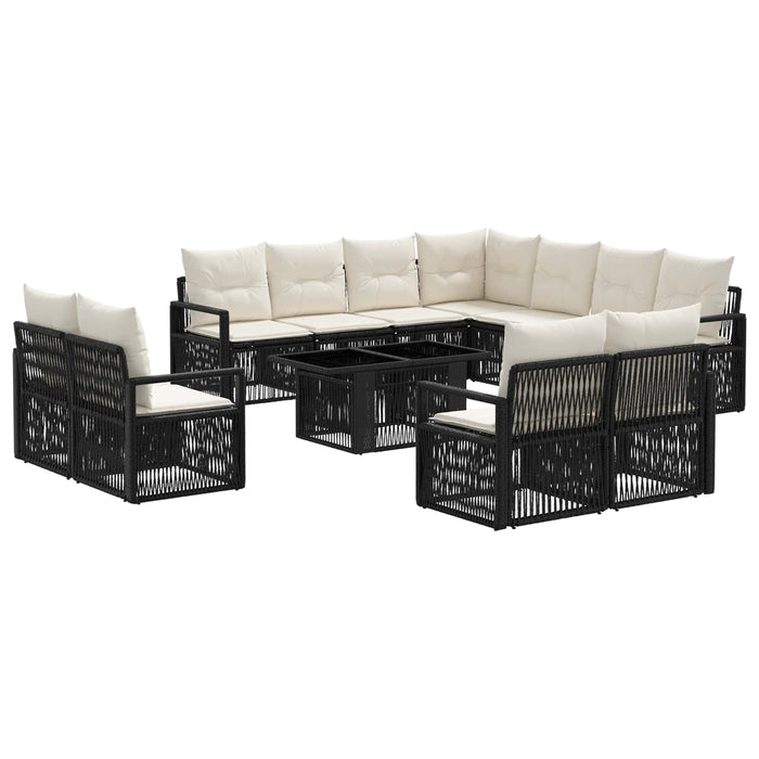 Set de canapele pentru grădină 12 buc. Negru și Alb crem WALTI