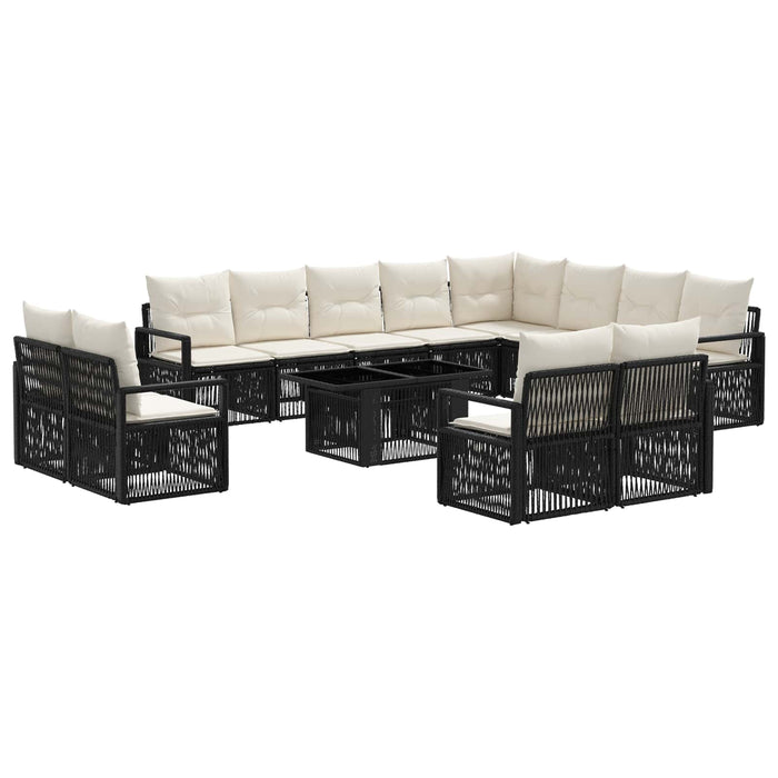 Set de canapele pentru grădină 13 buc. Negru și Alb crem WALTI