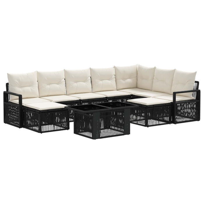 Set de canapele pentru grădină 10 buc. Negru și Alb crem WALTI
