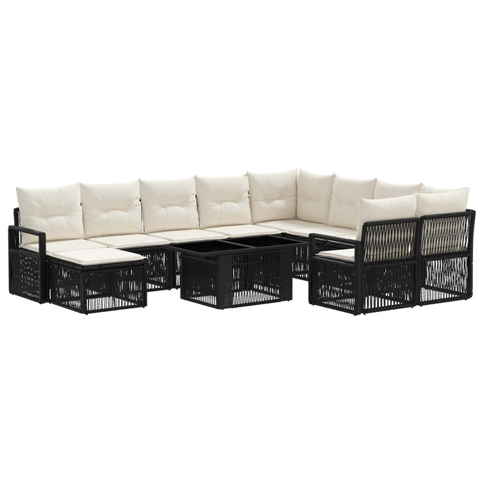 Set de canapele pentru grădină 11 buc. Negru și Alb crem WALTI