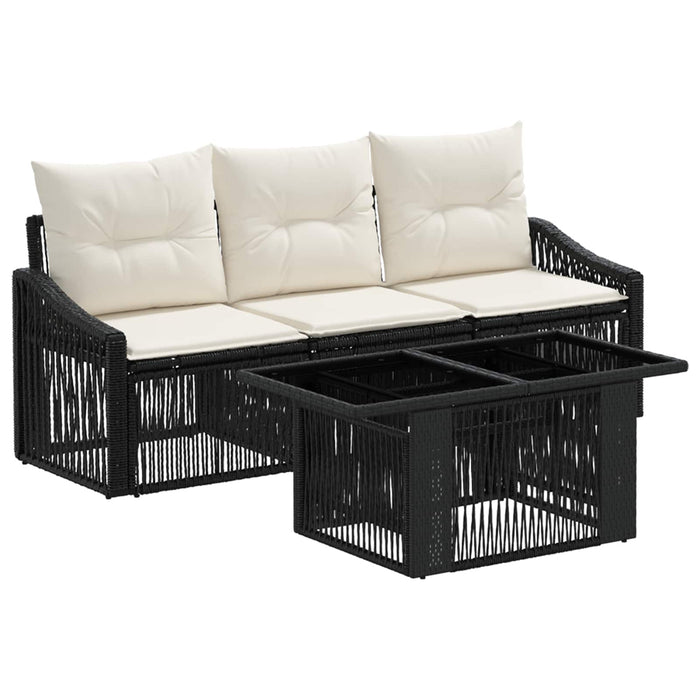 Set de canapele pentru grădină 4 buc. Negru și Alb crem WALTI