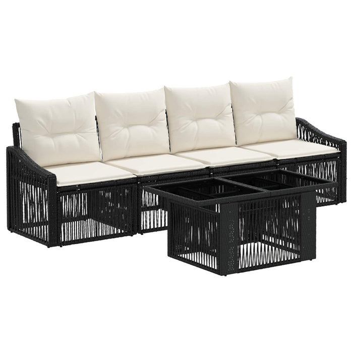 Set de canapele pentru grădină 5 buc. Negru și Alb crem WALTI