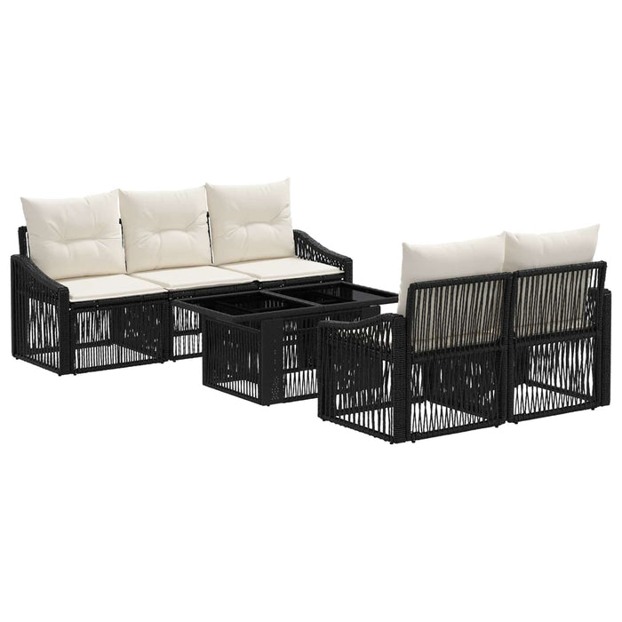 Set de canapele pentru grădină 6 buc. Negru și Alb crem WALTI