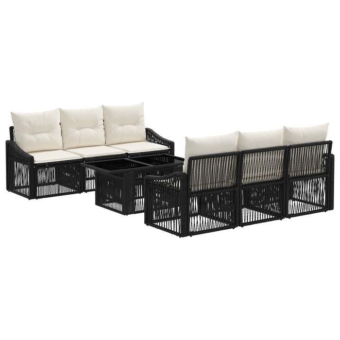 Set de canapele pentru grădină 7 buc. Negru și Alb crem WALTI