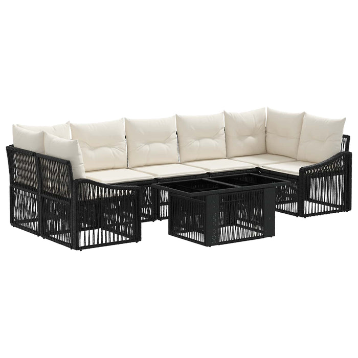 Set de canapele pentru grădină 8 buc. Negru și Alb crem WALTI