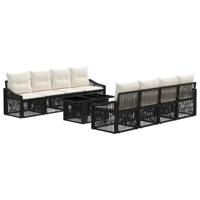 Set de canapele pentru grădină 9 buc. Negru și Alb crem WALTI