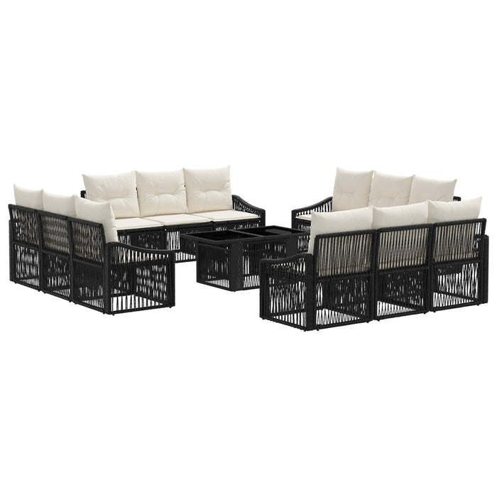 Set de canapele pentru grădină 13 buc. Negru și Alb crem WALTI