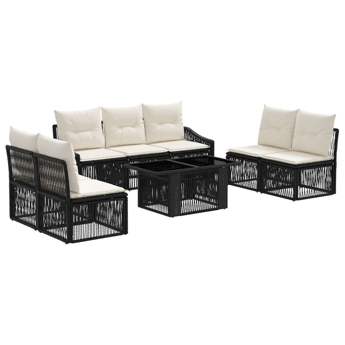 Set de canapele pentru grădină 8 buc. Negru și Alb crem WALTI