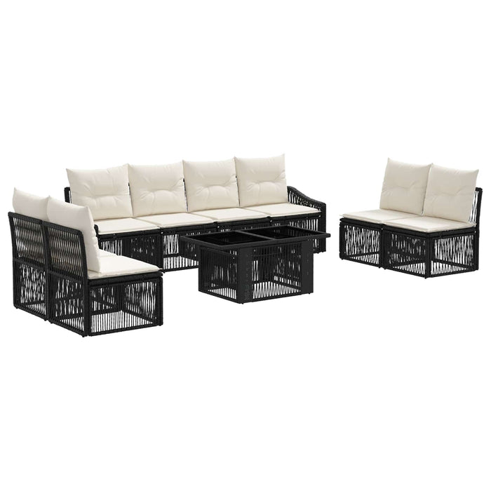 Set de canapele pentru grădină 9 buc. Negru și Alb crem WALTI