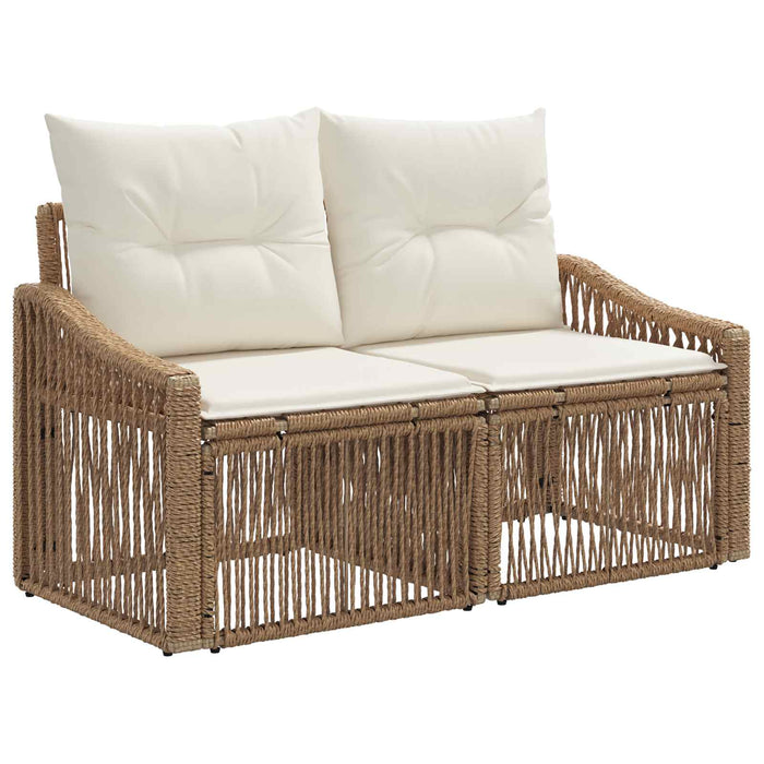 Set de canapele pentru grădină 6 buc. Bej și alb crem poliratan WALTI