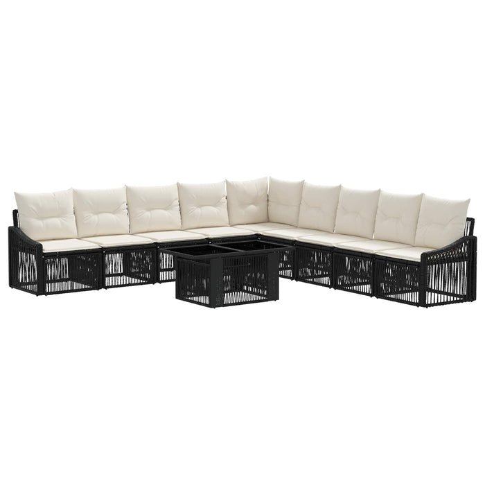 Set de canapele pentru grădină 10 buc. Negru și Alb crem WALTI