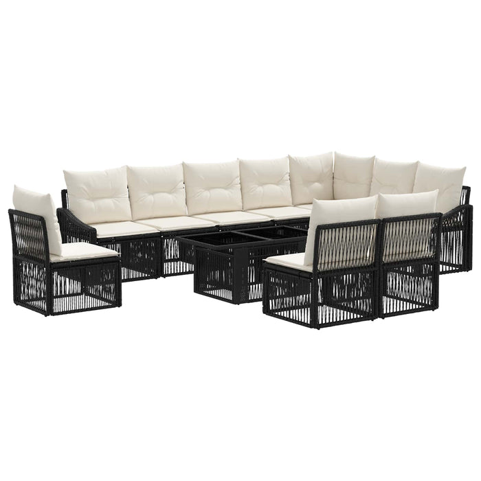 Set de canapele pentru grădină 11 buc. Negru și Alb crem WALTI