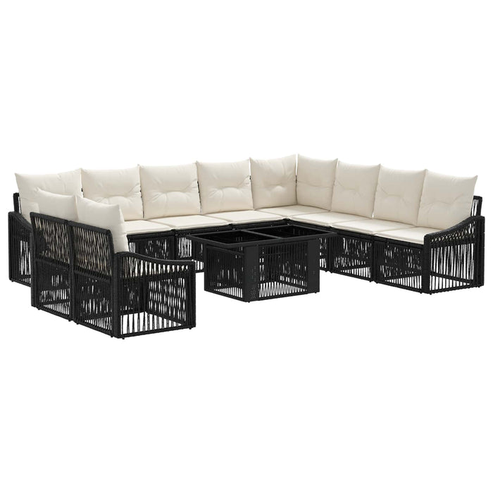 Set de canapele pentru grădină 11 buc. Negru și Alb crem WALTI