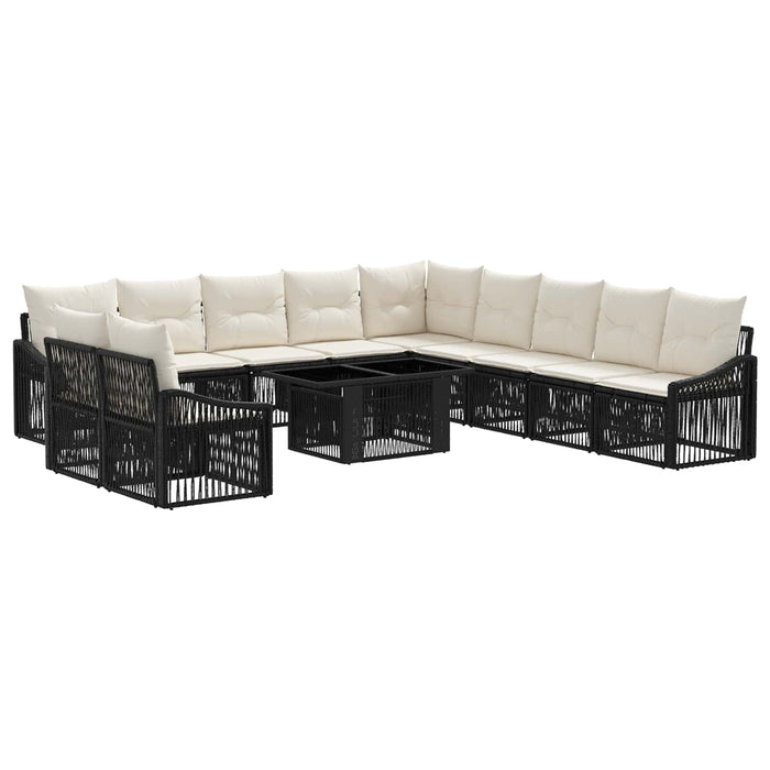 Set de canapele pentru grădină 12 buc. Negru și Alb crem WALTI