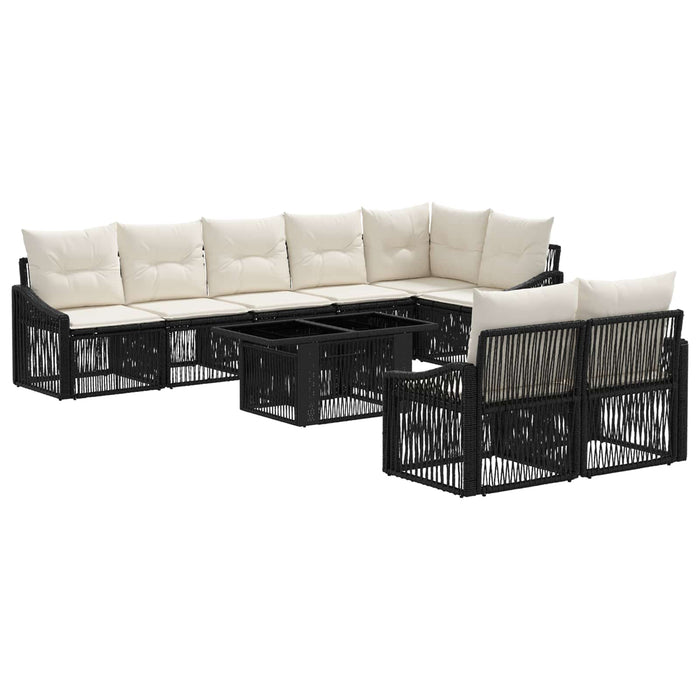 Set de canapele pentru grădină 9 buc. Negru și Alb crem WALTI