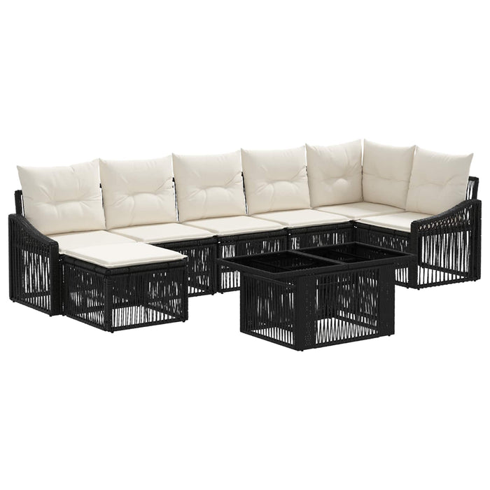 Set de canapele pentru grădină 8 buc. Negru și Alb crem WALTI