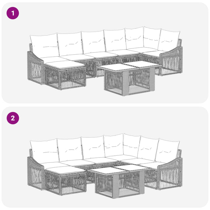 Set de canapele pentru grădină 8 buc. Negru și Alb crem WALTI