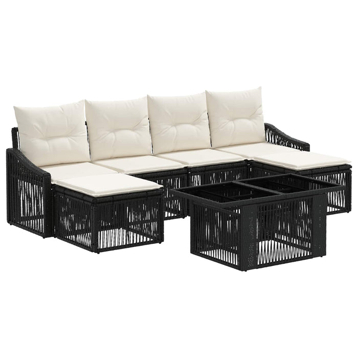 Set de canapele pentru grădină 7 buc. Negru și Alb crem WALTI