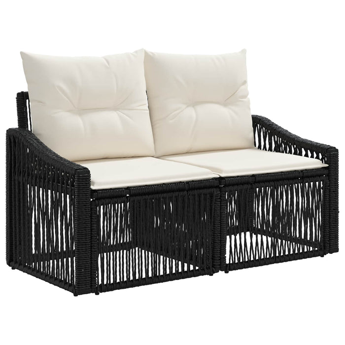 Set de canapele pentru grădină 7 buc. Negru și Alb crem WALTI