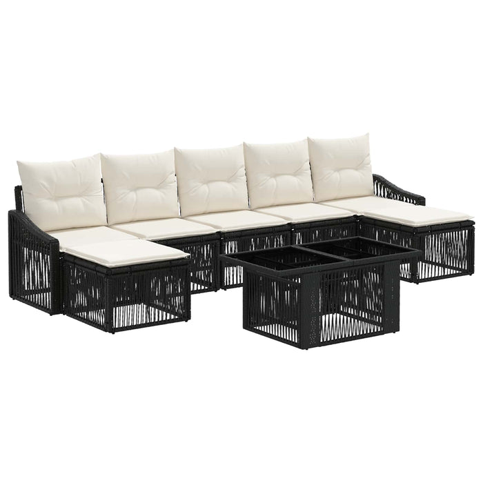 Set de canapele pentru grădină 8 buc. Negru și Alb crem WALTI