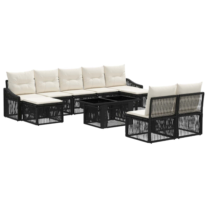 Set de canapele pentru grădină 10 buc. Negru și Alb crem WALTI