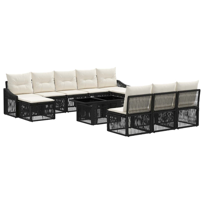 Set de canapele pentru grădină 11 buc. Negru și Alb crem WALTI