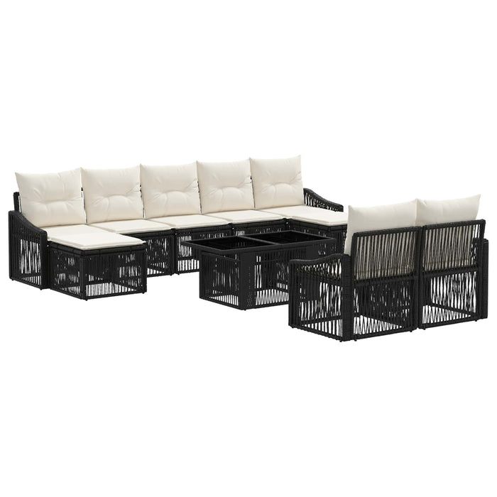 Set de canapele pentru grădină 10 buc. Negru și Alb crem WALTI